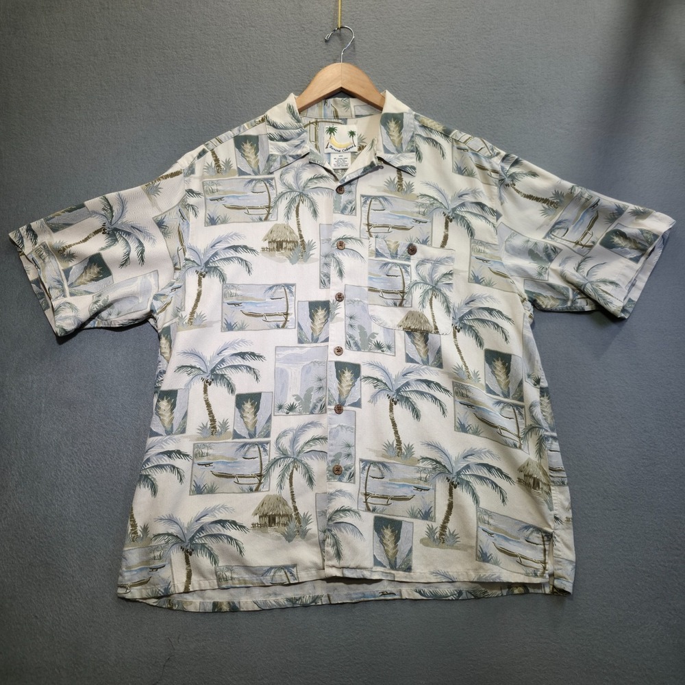 Banana Cabana Men's Short Sleeve 100% Silk Hawaiian Shirt Size‎ XL